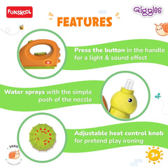 Funskool Giggles Playset Happy Lil Home-Iron, Snail Inspired Pretend Role-Play Toy with Electronic Lights & Sounds, for Kids 3 Year Old & Above.