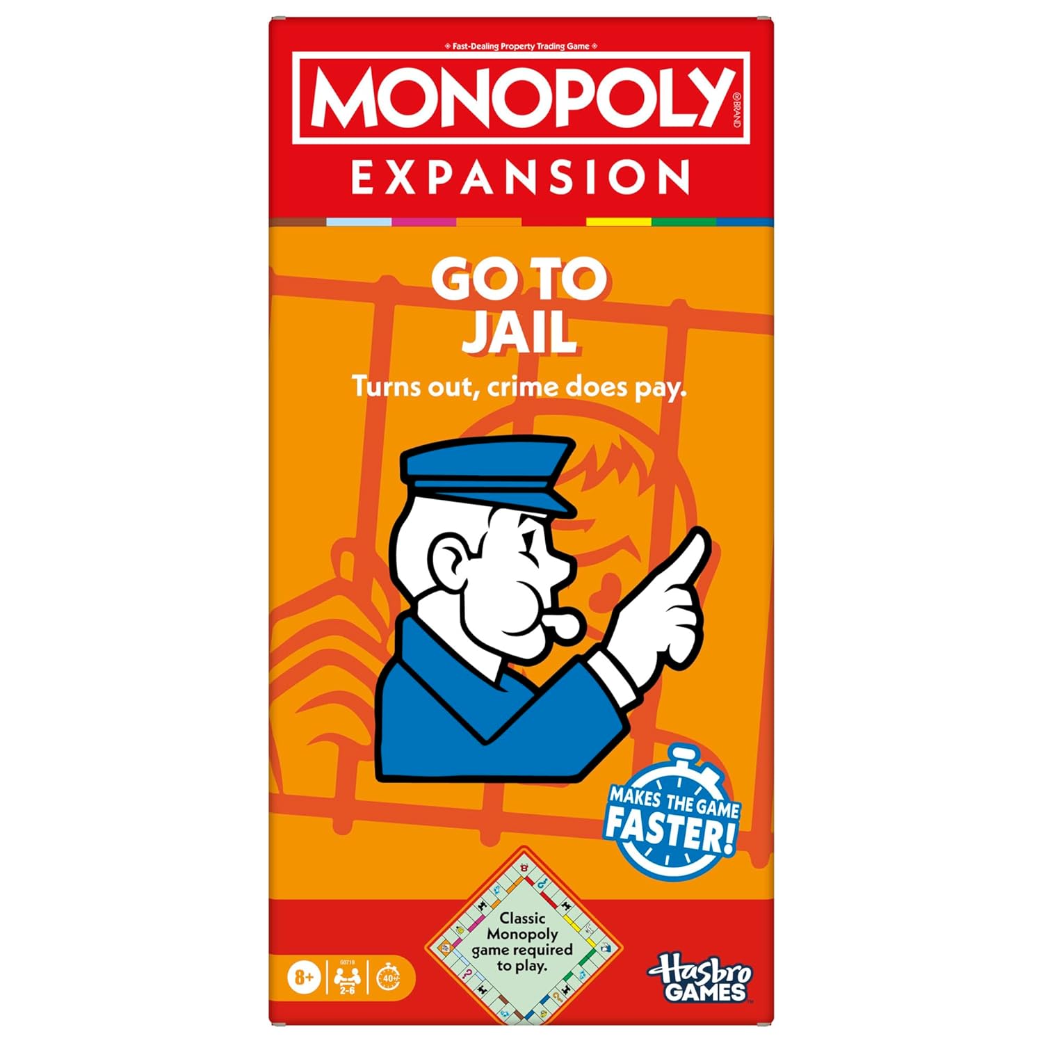 Monopoly Go to Jail Expansion | Add More Fun to Classic Monopoly Game and Play Faster For Kids Ages 8+