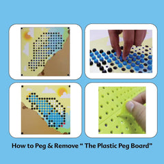 Funskool Peg Pixels-Vehicles, Educational,360 Pegs in 8 Colours,Puzzle with 5 Designs DIY,for 5 Year Old Kids and Above