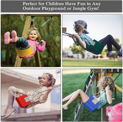 REZNOR EVA Flexible Swing Seat with 79 inch Anti-Rust Plastic Coated Chain Set for Kids, Playground, Jungle & Gym, Blue