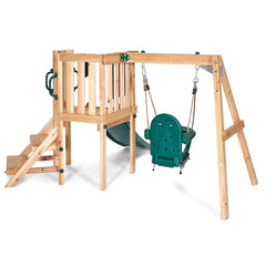 Plum Junior Activity Centre Swing and Slide Garden Play Set for Climbing - with Phone, Chalkboard, 4ft Slide, Baby Swing Seat - Children 12 Months+