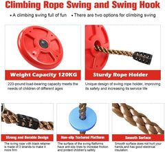 REZNOR Plastic Platforms Disc Tree Swing Seat Climbing Knot Rope With Carabiner Hook For Kids, Multicolour