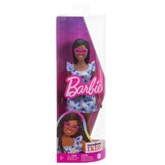 Barbie Fashionistas Doll #229 with Curly Hair Down Syndrome, Wearing Heart-Print Dress for Ages 3 Years & Up