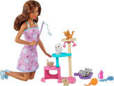 Barbie Kitty Condo Doll and Pets Playset with Brunette Doll, 1 Cat, 4 Kittens, Cat Tree & Accessories Toy for Kids Ages 3 Years & Up