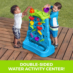 Step 2 Waterfall Discovery Wall | Double-Sided Outdoor Water Play Set with 13-Pc Water Accessory Set