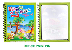 REZNOR Quick Dry Re-Usable Magic Coloring Water Book with Magic Pen (Random Design), Pack of 3