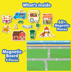 Skillmatics Creative Toy Magnetopia - Design Your City Interactive Pretend Play Set With 60+ Magnetic Pieces for Kids Ages 3 To 7 Years