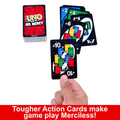 Mattel Games UNO Show ‘em No Mercy Card Game for Kids, Adults & Family Parties and Travel with Extra Cards, Special Rules and Tougher Penalties