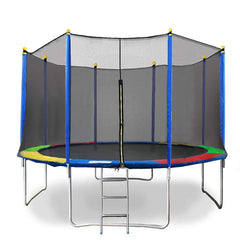 REZNOR 6 Feet Rainbow Color Trampoline with Enclosure Safety Net & Jumping Pad for Children Kids & Adults