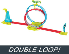 Hot Wheels Neon Speeders Track Set, Laser Stunt Slamway with 1 Hot Wheels Car, Tri-Colored Track, Connects to Other Sets, Easy Storage for Kids Ages 5+