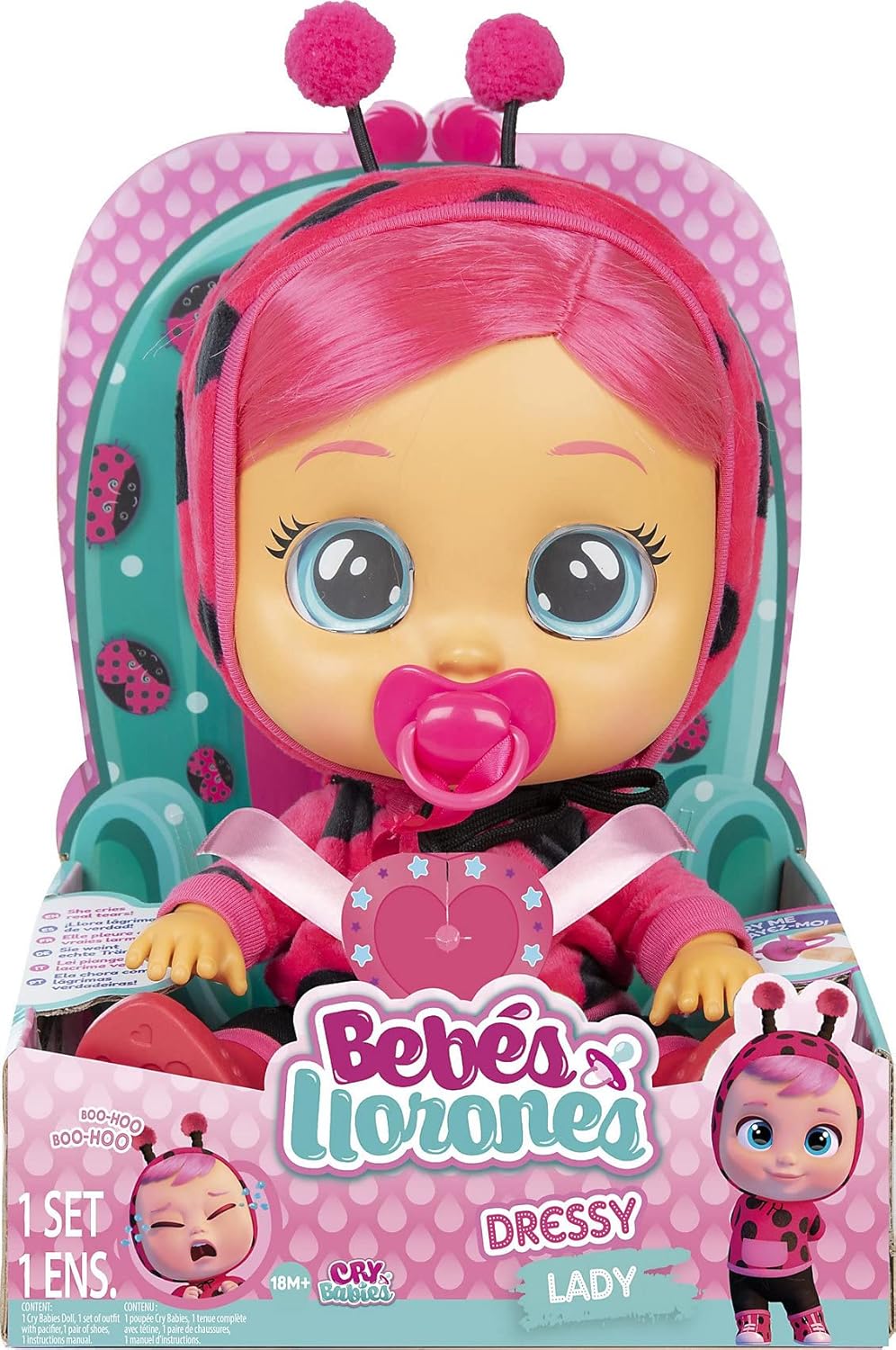 Cry Babies 12'' Dressy Lady Doll With Tears And Sounds Feature For Baby and Toddlers Ages 18 Months and Up
