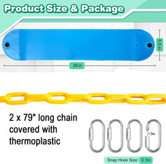 REZNOR EVA Plastic Flexible Swing Seat with 79 inch Plastic Coated Chain Set, Weight Support Upto 150kg, Blue/Yellow