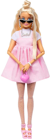 Barbie Deluxe Style #3 Blond Hair in Top Knot Doll in Barbiecore Outfit, Pink Pastel Dress with Oversized Bow and Accessories for Kids Ages 4+