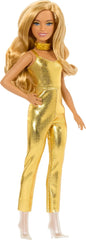 Barbie Fashionistas Doll #222, Petite With Blonde Wavy Hair, Golden Jumpsuit, 65th Anniversary Doll For Kids Ages 3+