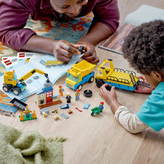 LEGO City Construction Trucks & Wrecking Ball Crane Building Kit For Ages 4+