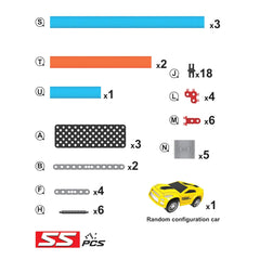 Playzu 55 pcs Triple 360 Degree Loops Racing Track Game with Building Block Sets and One Strong 1:64 Scaled Pull Back Car for Ages 6+