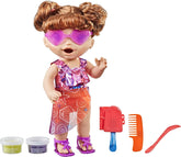 Baby Alive Sunshine Snacks Brown Hair Doll, Eats and Poops, Summer-Themed Waterplay Baby Doll for Kids Ages 3+
