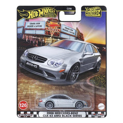 Hot Wheels Premium Boulevard Mercedes Benz CLK 63 AMG Black Series 1:64 Scale Sports Car with Full Metal Body Construction & Real Riders Tires for Collectors