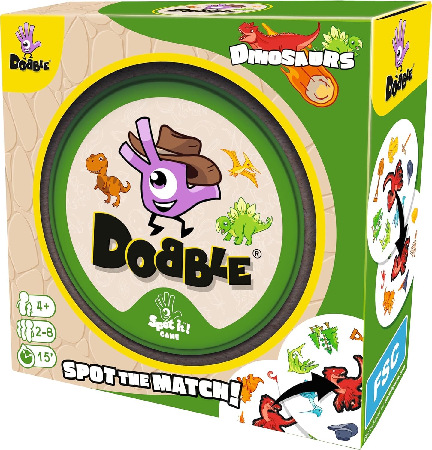 Funskool Asmodee Dobble Dinosaurs Family Card Game, 2-8 Players, For Ages 4 Years & Up