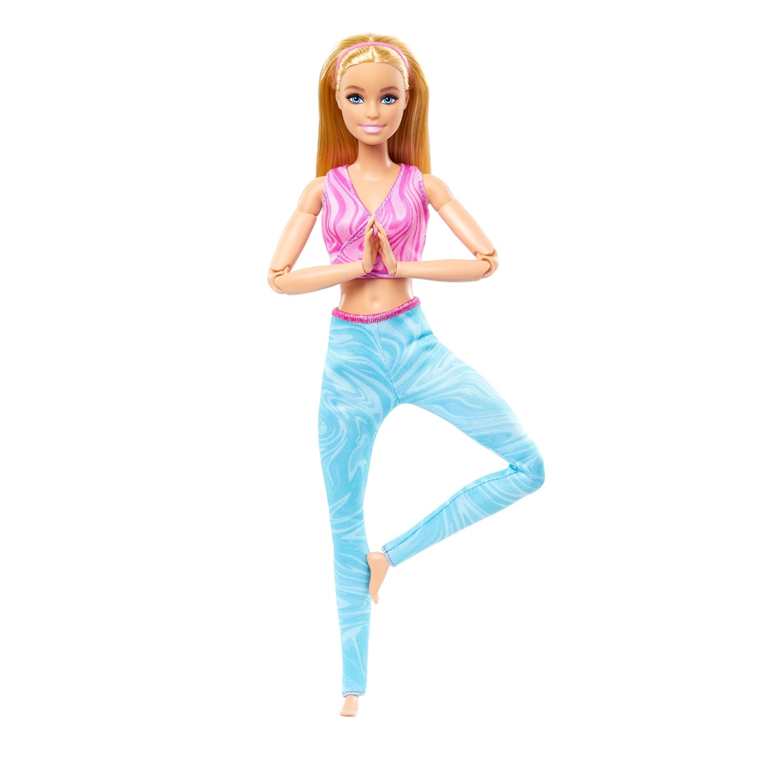 Barbie Made to Move Fashion Doll with Blonde Hair Wearing Removable Pink Sports Top & Blue Yoga Pants for Kids Ages 4+