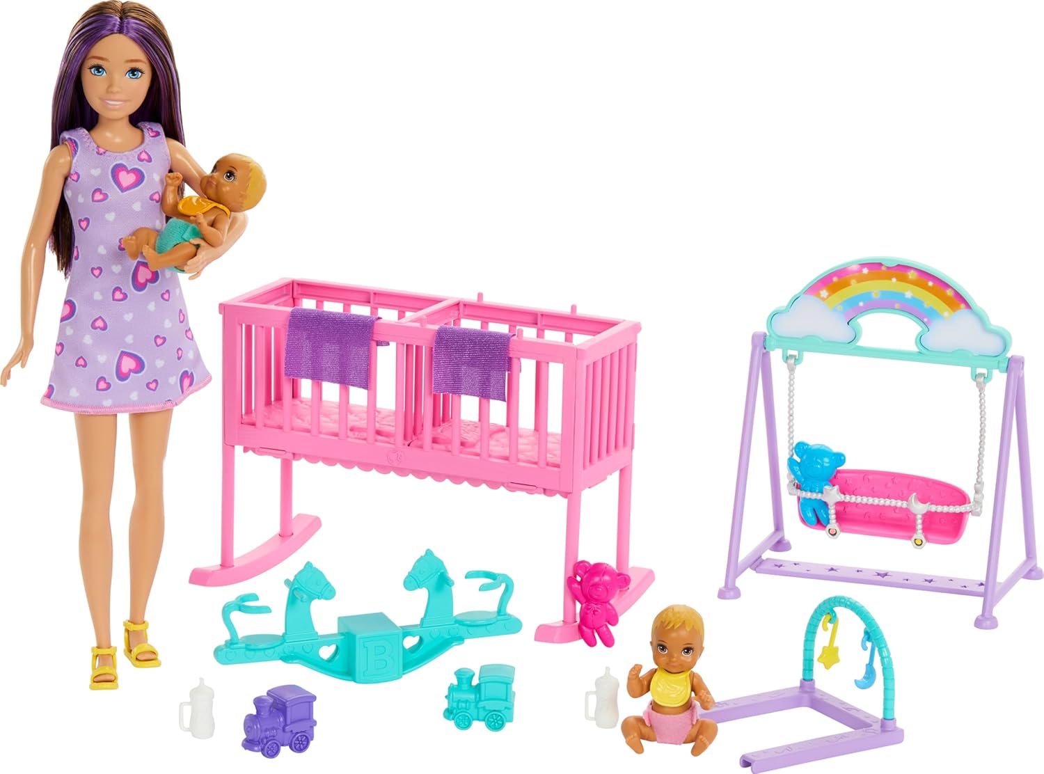 Barbie Skipper Baby-Sitter The Twin Room Dolls and Accessories For Kids Ages 3+
