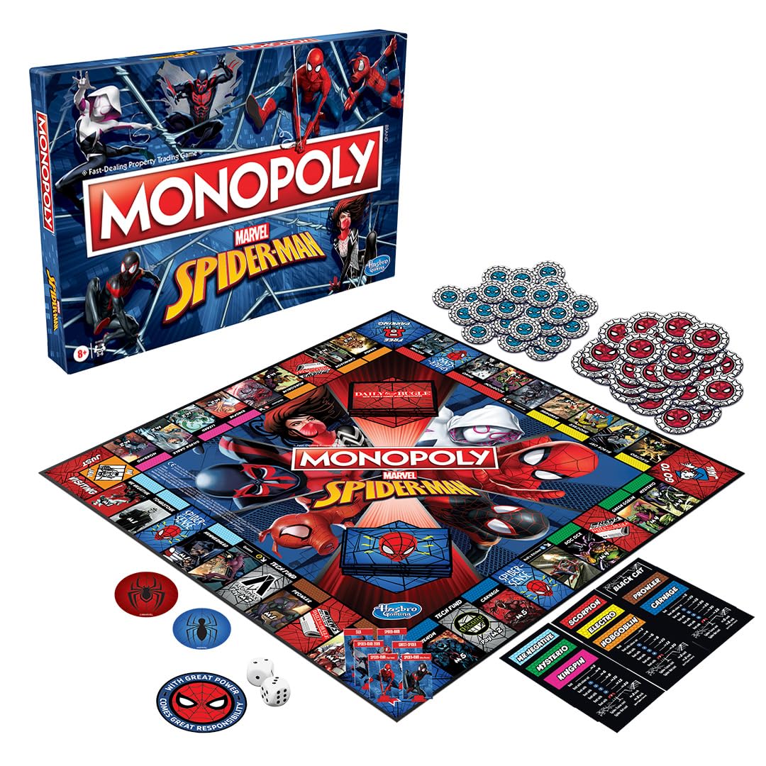 Monopoly Spider-Man Edition Board Game | Monopoly Game For Spider-Man Fans | Ages 8 And Up