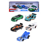 Majorette Porsche 5 Pack Set - Metal Toy Car with Freewheel, Suspension & Opening Parts for Kids & Collectors