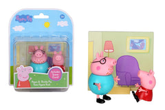 PEPPA PIG and Daddy Pig Twin Figure Fun Pack with Two Poseable Figures and a Scene Card, Preschool Toy for Girls and Boys Ages 3 and Up