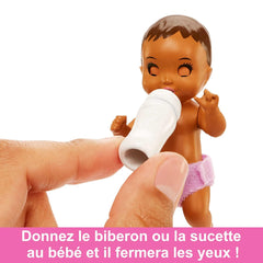 Barbie Skipper Babysitters Crib Playset With Latina Friend Doll, Baby Doll with Sleepy Eyes, Furniture and Themed Accessories For Kids Ages 3 Years & Up