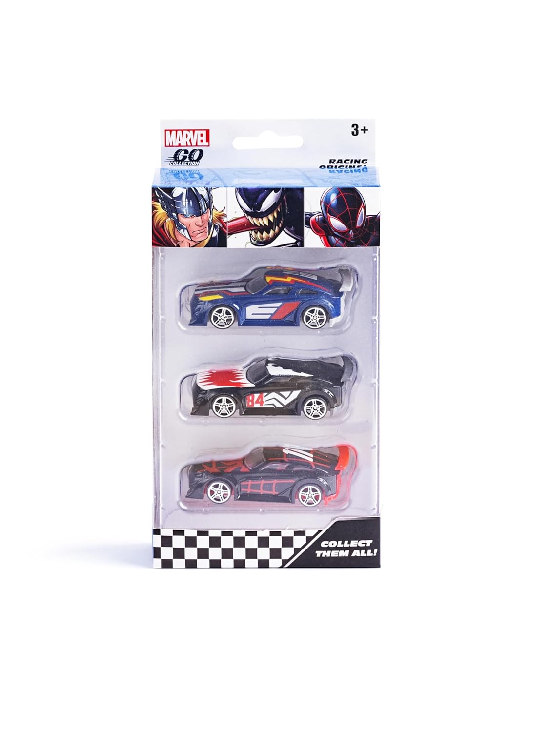 Marvel Go 1:64 Diecast Thor, Venom and Miles Morales 3-Pack Battle SUV Toy Car For Collection For Ages 3 Years And Up