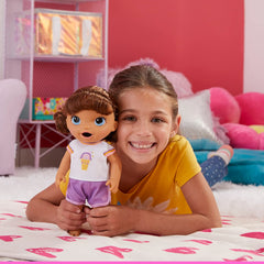 Baby Alive 12 Inch Roller Skate Brown Hair Doll, Eats and Poops Doll for Kids Ages 3+