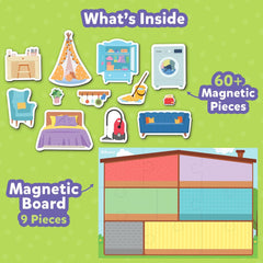 Skillmatics Creative Toy Magnetopia - Design Your Home Interactive Pretend Play Set With 60+ Magnetic Pieces for Kids Ages 3 To 7 Years