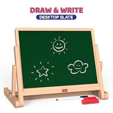 Funskool Giggles Draw N Write Desktop Slate, 4 in 1 Double Sided Board - Chalk Board & Dry Erase/Magnetic Board, Adjustable Angles, Magnetic Letters and Numbers, 3 Years