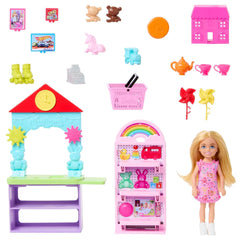 Barbie Chelsea Can Be Toy Store Playset with Small Blonde Doll, Counter & Display Furniture & 15 Accessories for Kids Ages 3+