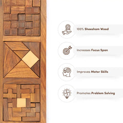 Mittimate 3-in-1 Wooden Puzzle Tray – Brain-Boosting Jigsaw Challenge for Kids (6+) | Fun & Engaging Activity Set