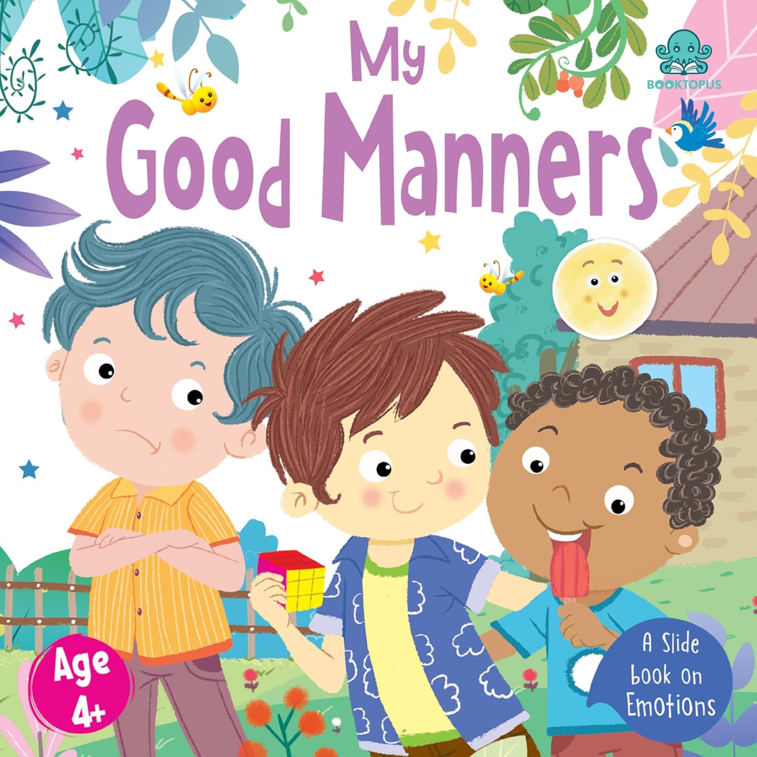 Booktopus Slide and Learn Board Book - My Good Manners Emotional Learning Book - Interactive Books for Kids 4+