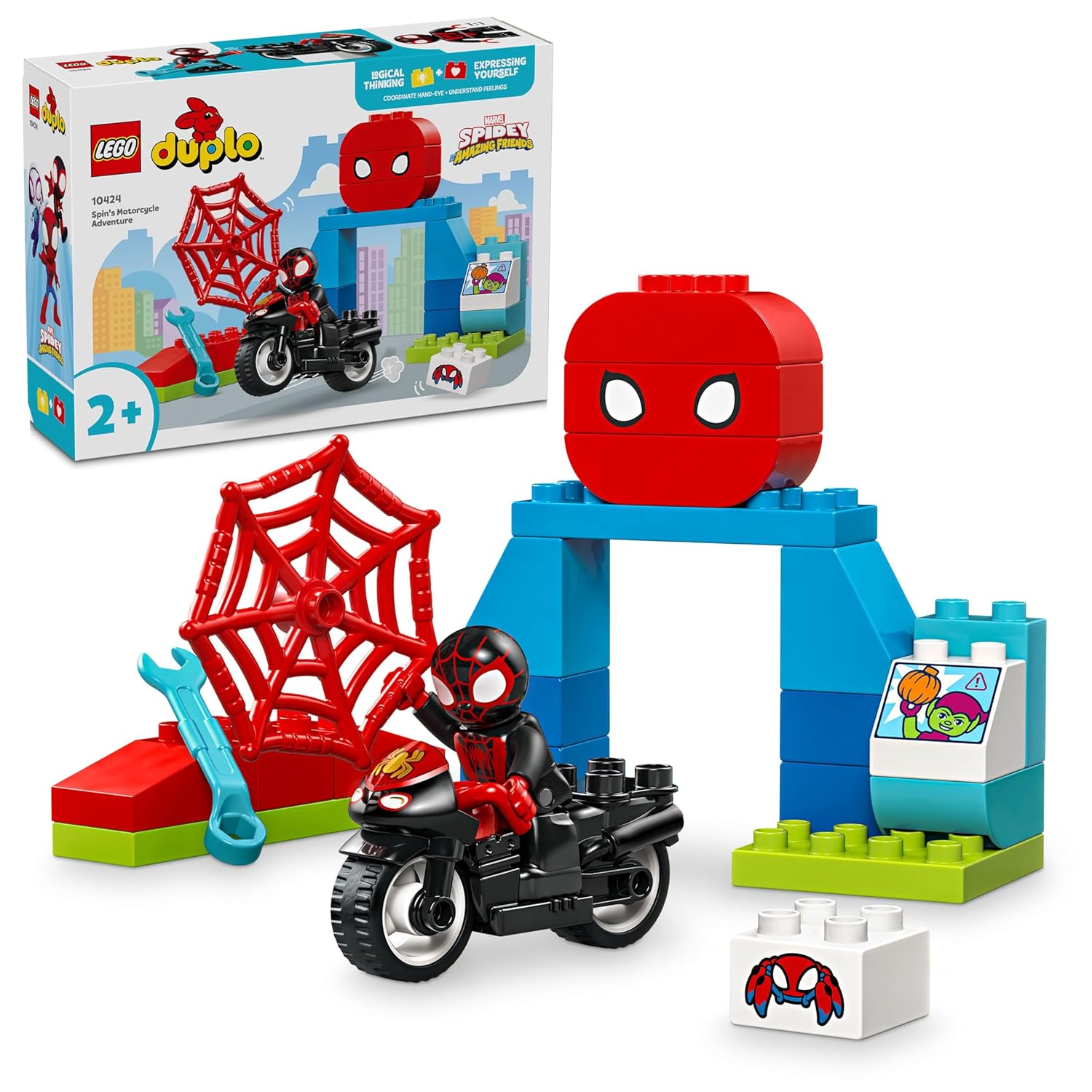 LEGO DUPLO Marvel Spin’s Motorcycle Adventure Set Kit for Ages 2+