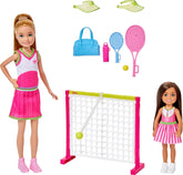 Barbie Stacie & Chelsea Tennis Playset with 2 Dolls & 5+ Accessories Including Net with Swinging Ball Feature