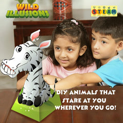 FLO Toys Steam Diy 3D Wild Animals And Birds Illusions Stem Activity Kit For Kids 6+