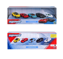 Majorette Lamborghini 5 Pack Set - Metal Toy Car with Freewheel, Suspension & Opening Parts for Kids & Collectors