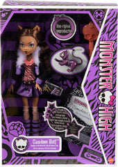 Monster High 10.5 inch Clawdeen Wolf Reproduction Doll Wearing Original Fashion & Shoes, with Pet, Doll Stand & Accessories Gift for Ages 6+