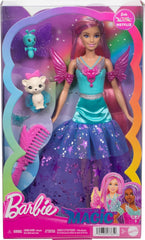 Barbie 7-inch Long Hair Malibu Doll with 2 Fantasy Pets & Dress, from A Touch of Magic for Kids Ages 3+
