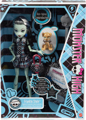 Monster High 10.5 inch Frankie Stein Reproduction Doll Wearing Original Fashion & Shoes, with Pet, Doll Stand & Accessories Gift for Ages 6+