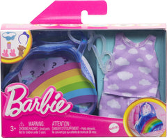 Barbie Clothes and Accessories, Deluxe Keychain Rainbow Bag with Pajamas and Slumber Party Themed Accessories for Kids Ages 3+