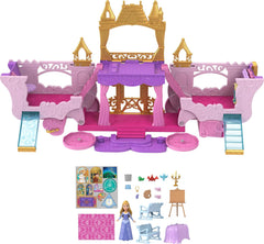 Disney Princess Carriage to Castle Transforming Playset with Aurora Small Doll, 4 Figures, Furniture & Accessories for Kids Ages 3 Years & Up