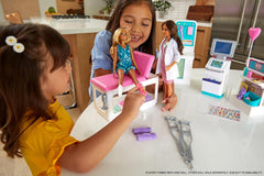 Barbie Careers Medical Fast Cast Clinic with Brunette Doctor Fashion Doll, Furniture & 30+ Accessories For Kids Ages 3+