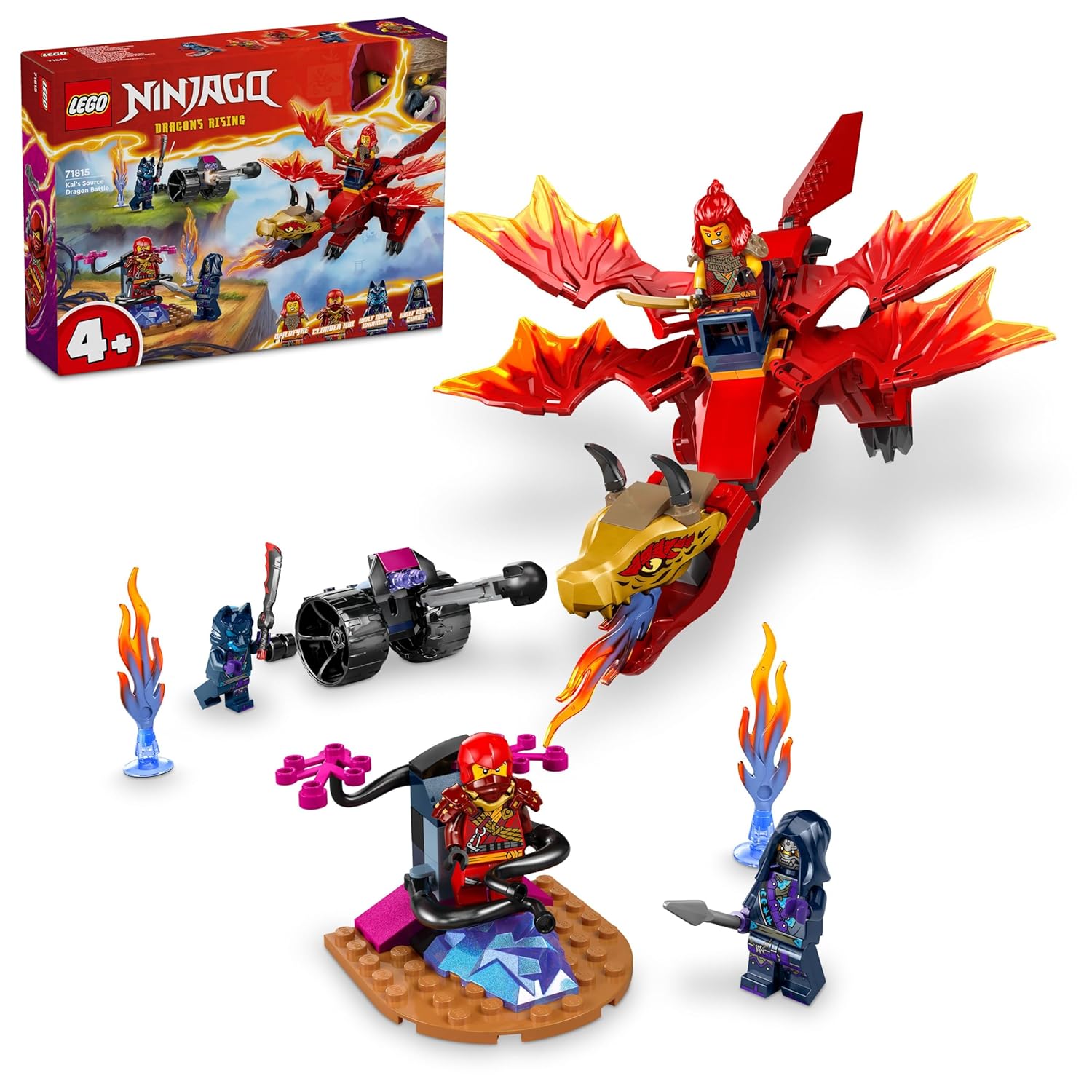 LEGO NINJAGO Kais Source Dragon Battle Toy Adventure Building Kit For Ages 4+
