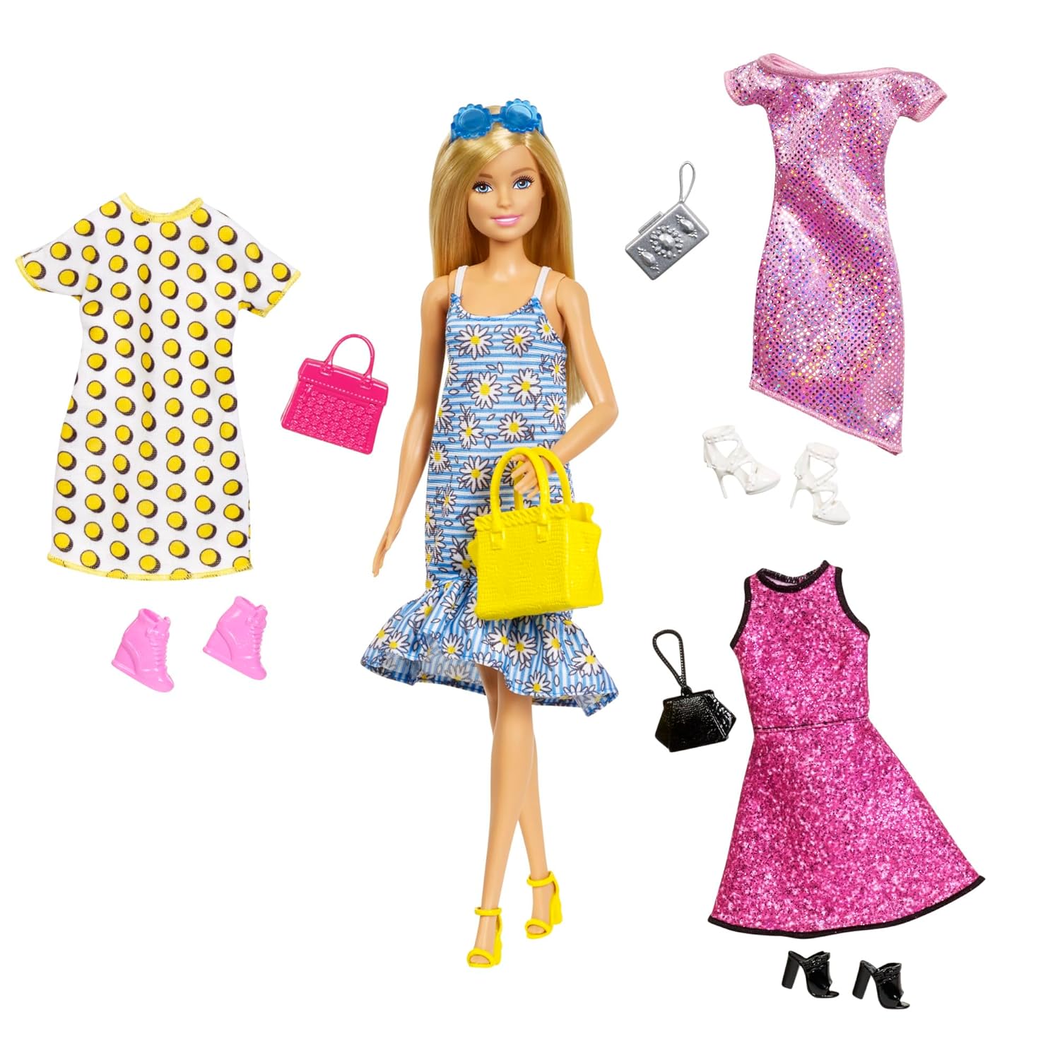 Barbie Doll with Clothes and Accessories With 4 Complete Outfits For Kids Ages 3+
