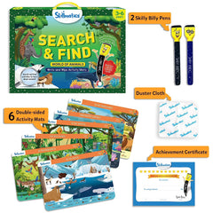 Skillmatics Search and Find Animals, Reusable Activity Mats with 2 Dry Erase Markers, Gifts for Ages 3 to 6
