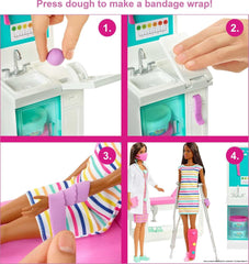 Barbie Careers Medical Fast Cast Clinic with Brunette Doctor Fashion Doll, Furniture & 30+ Accessories For Kids Ages 3+